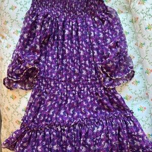 Misa Los Angeles Purple and Pink Smocked Dress